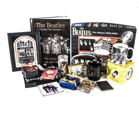 The Beatles, approximately twenty five items of Beatles memorabilia that includes Yellow Submarine - 4 china coasters, alarm 