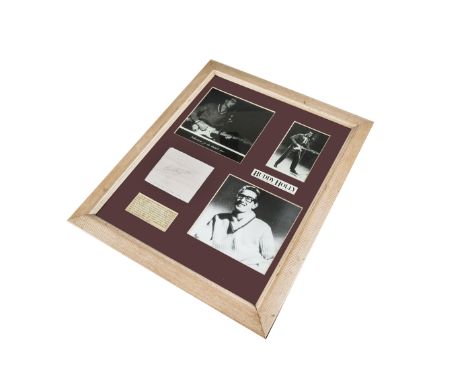 Buddy Holly / Autograph, a framed and glazed presentation of an autograph of Buddy Holly on card dated Newcastle City Hall 6 
