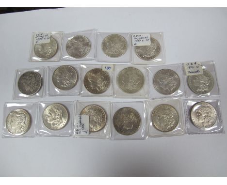 Sixteen USA Morgan Silver Dollars. Usually higher grade coins.