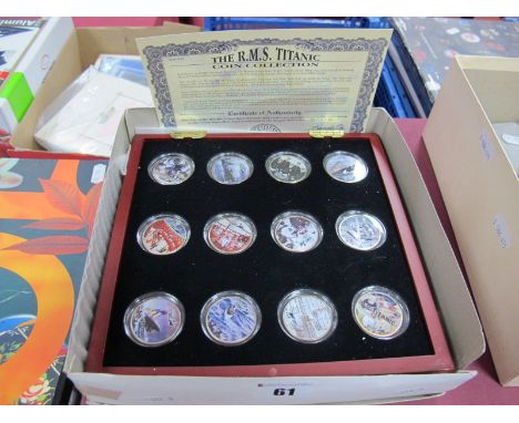 The R.M.S. Titanic Coin Collection by The Morgan Mint. A collection of twelve USA Kennedy Half Dollars colourized by the Morg