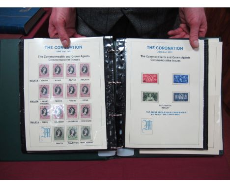 The Queen Elizabeth II Coronation 1953 Commonwealth and Crown Agents Mint Commemorative Stamp Issues Collection, one hundred 