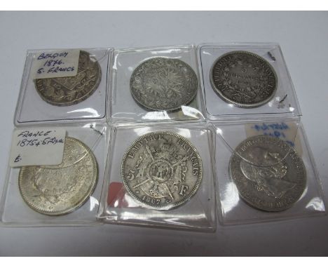 Six Vintage Crown Sized Silver Coins, all from the near continent.