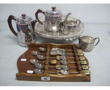 A Presentation Plated Three Piece Tea Set, "Presented to J Lomas by the Directors of Arthur Balfour &amp; Co Ltd in recogniti