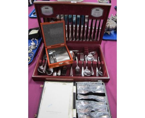 A c.1990's Viners Canteen of Plated Cutlery, in original fitted case; together with a cased set of pastry forks and a modern 
