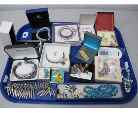 Assorted Costume Jewellery, including novelty turtle dress ring, bracelets, earrings, etc :- One Tray  