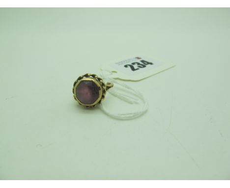 A 9ct Gold Single Stone Ring, rubover set (worn) (finger size I) (2.6grams). 