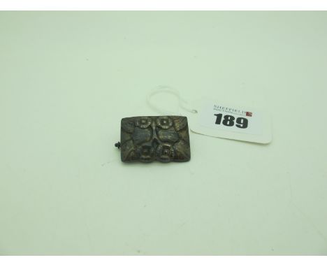 Georg Jensen; A Vintage Rectangular Panel Brooch, detailed in relief with stylised flowers, numbered "66", stamped "Georg Jen