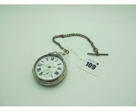 A Chester Hallmarked Silver Cased Openface Pocketwatch, the white dial with bold black Roman numerals and seconds subsidiary 