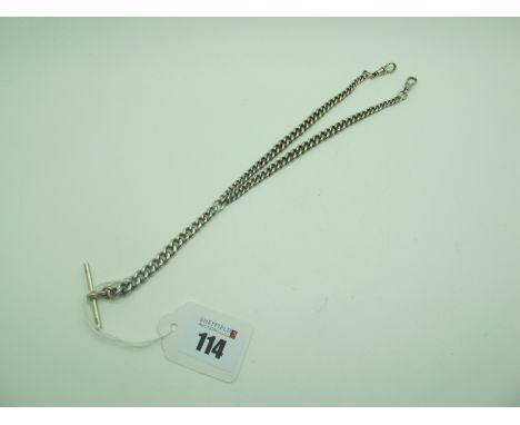 A Graduated Curb Link Double Albert Chain, suspending a T-bar. 