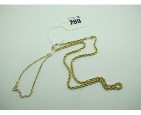 A 9ct Gold Rope Chain, together with a 9ct gold belcher link bracelet (total 5 grams) 