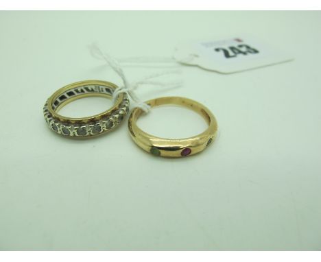 A 9ct Gold Eternity Band, with inset highlights (finger size N); together with another ring. (2) 