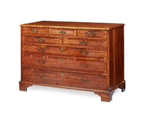 RARE SCOTTISH BROOM WOOD VENEERED CHEST OF DRAWERS, ATTRIBUTED TO GEORGE SANDEMAN OF PERTH MID 18TH CENTURY the top with two 