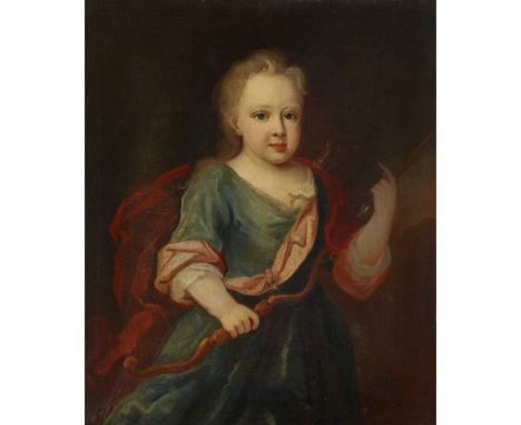 17TH CENTURY ENGLISH SCHOOL HALF LENGTH PORTRAIT OF A BOY HOLDING A BOW Oil on canvasDimensions:73cm x 61cm (28.75in x 24in)