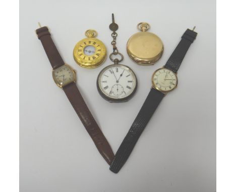 A gentleman's 9ct gold barrel shape cased wristwatch, the silvered dial with black Arabic numerals and with subsidiary second