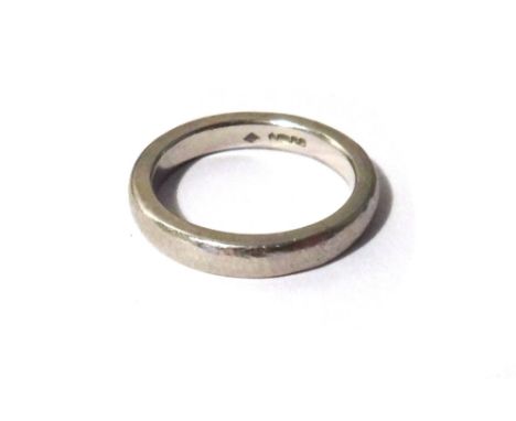 A platinum plain wedding band ring, weight 6.6 gms, ring size K.
