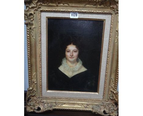 Continental School (19th century), Portrait of a lady, oil on canvas, 31cm x 22cm.