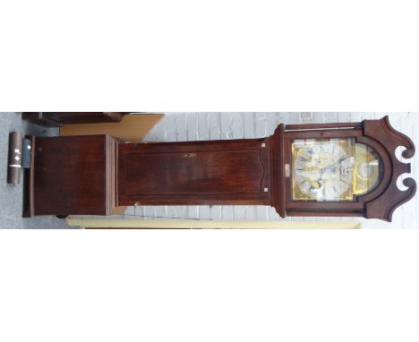 An 18th century oak eight day longcase clock, with arch top, 12 inch dial, (two weights and pendulum), 212cm high.

Provenanc