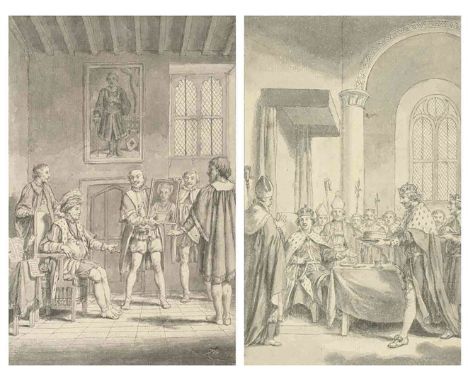 Samuel Wale (1721-1786), Twelve drawings illustrating scenes for publications of A New History of England, one with inscripti