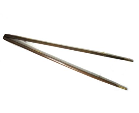 A mahogany and brass inlaid yard measuring stick, 20th century, of typical form, 90.5cm long. 