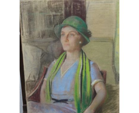 Kenneth Frazier (1867-1949), Portrait of a lady, pastel on canvas, with a further portrait verso, unframed, 76cm x 63.5cm. 