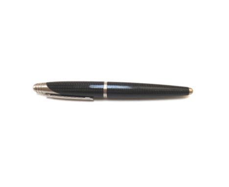 A Dunhill fountain pen, late 20th century, with black/grey lacquered case, the nib stamped 'Dunhill F 18 K 750' 15cm. 