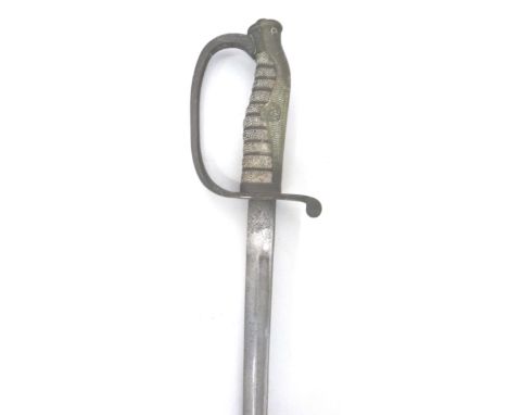 A German army officer's short sword, 19th century, with a slightly curved steel blade (64cm), European style hilt, shaped knu