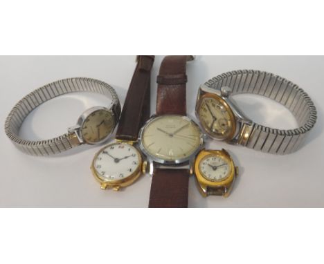 A gentleman's steel and base metal cased Oyster Watch Co wristwatch, the jeweled movement, detailed Swiss made, the silvered 