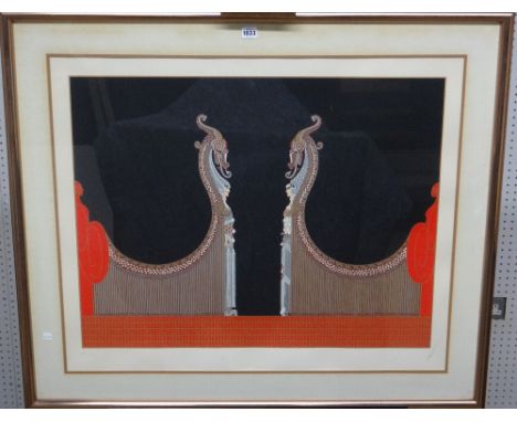 Erté (Romain de Tirtoff 1892-1990), Classical gateway, colour lithograph, artists proof, signed in pencil, 61cm x 72cm. DDS