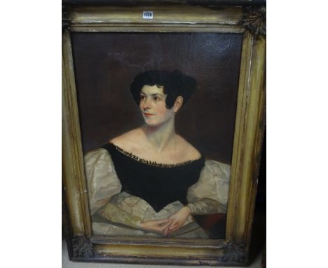 English School (19th century), Portrait of a lady, oil on canvas, 82cm x 58cm.