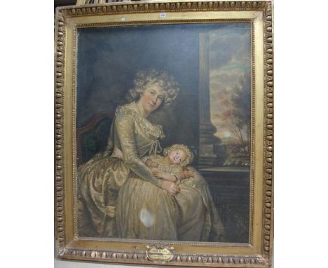 After John Russell, Portrait of Ann Ferrand Waddington  and her son William, oil on canvas, 121cm x 98cm.