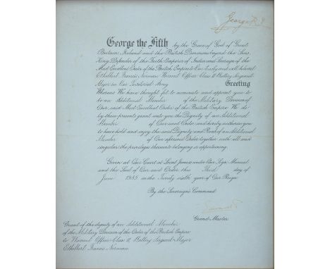 MILITARY COMMISSIONS, TEN, 19TH C - POST WORLD WAR II, ONE SIGNED BY QUEEN VICTORIA, OTHERS BY THE DUKE OF YORK, LATER GEORGE