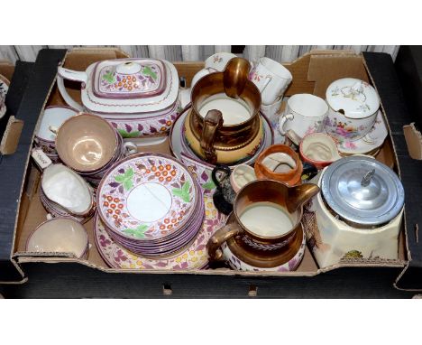 MISCELLANEOUS CERAMICS, INCLUDING ROYAL CROWN DEBRY POSIES TEA WARE, PART LUSTRE TEA SERVICE, CHARACTER JUGS, ETC 