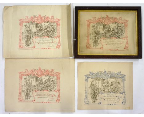 WORLD WAR I KINGS CERTIFICATE, DESIGNED BY SIR BERNARD PARTRIDGE, COMPRISING THOSE TO A ROYAL NAVAL RATING (1) AND TO ARMY (3