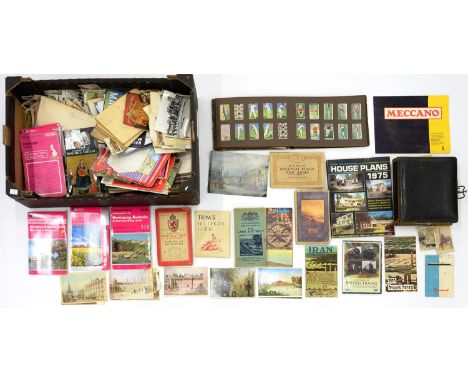 A VICTORIAN LEATHER BOUND PHOTO ALBUM, MISCELLANEOUS STAMPS, POSTCARDS, CIGARETTE CARDS, ETC 