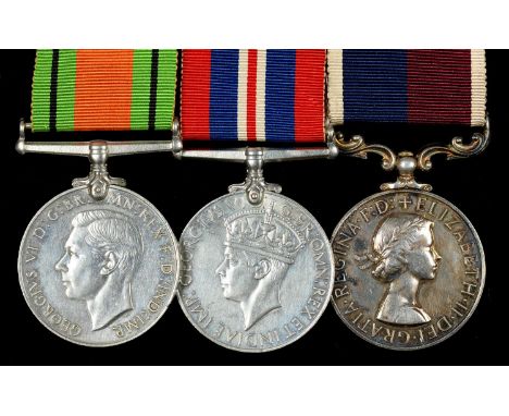 WORLD WAR II, THREE, DEFENCE MEDAL, WAR MEDAL AND ROYAL AIR FORCE LONG SERVICE AND GOOD CONDUCT MEDAL, EIIR, B1803523 A/FS K 