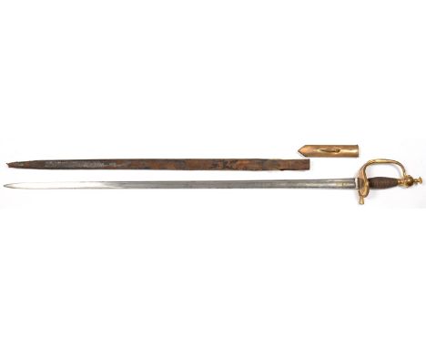 A 1796 PATTERN INFANTRY OFFICER'S SWORD AND SCABBARD, GILT BRASS HILT AND ETCHED BLADE BY ...BERGER AND ROGERS &amp; CO KING 