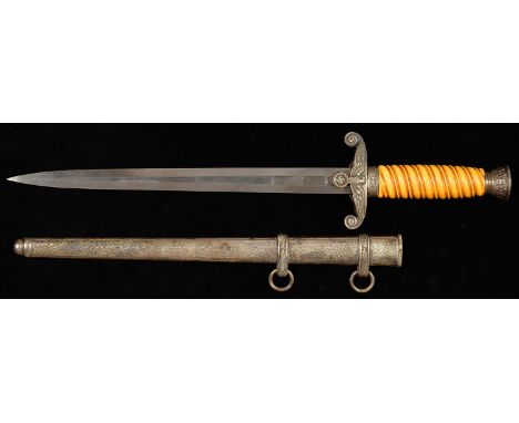 A GERMAN, THIRD REICH, ARMY (HEER) OFFICER'S DAGGER AND SHEATH BY EICKHORN, BLADE 26.5CM 