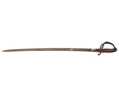 AN 1821 PATTERN LIGHT CAVALRY OFFICER'S SWORD, BLADE 82.5CM, PITTED 