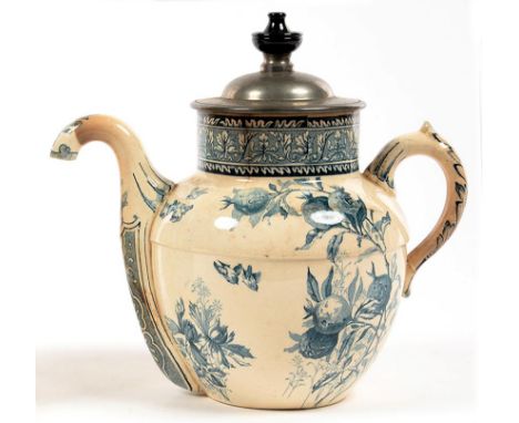 A ROYAL DOULTON EARTHENWARE ROYLES PATENT SELF POURING TEAPOT 