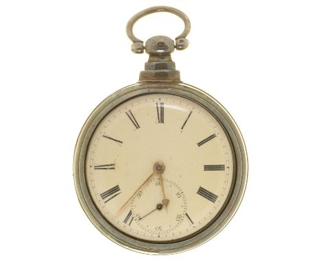 A SILVER PAIR CASED LEVER WATCH, THE MOVEMENT SIGNED GEORGE CORRALL MANSFIELD, WITH ENAMEL DIAL, THE CASE BACK WITH NEAR CONT