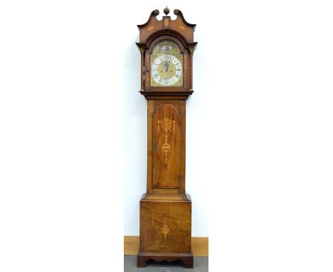 A VICTORIAN INLAID MAHOGANY EIGHT DAY LONGCASE CLOCK, THE SILVERED AND BRASS DIAL INSCRIBED COOPER WORCESTER, GONG STRIKING M