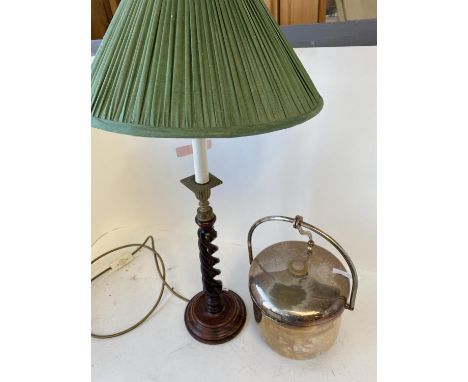Quantity of small collectables, brasswares, elephant group, trivet, Asian seated figures, an ice bucket and a table lamp 
