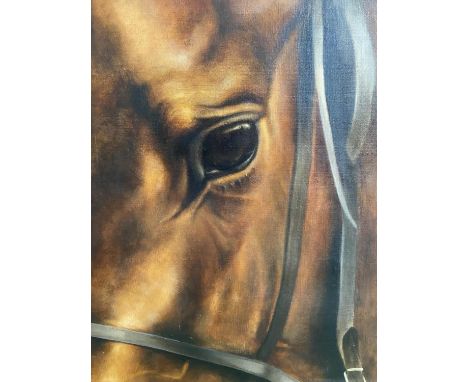 CHARLES LANGTON oil on canvas "Horses Head"  signed lower right 100 x 80, an early work from an exhibition, framed (Charlie i