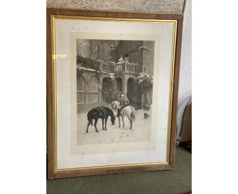 Large black and white print after SE Waller, dated 1879, signed and dedicated in pencil on mount, " I am delighted to find a 