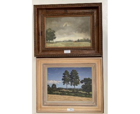 Christopher Hankey oil on board "landscape near Crockham Hill"  19 x 26 framed .  Oil on wood panel "Rural Scene"  unsigned  