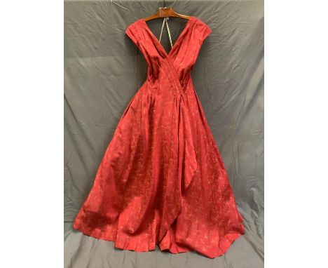 Bespoke handmade vintage ball gown, red and gold fabric see images 