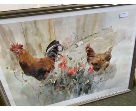 Framed and glazed coloured print, Batson Village Salcombe, 196/500; Print Gypsy Folk, Evening Lullaby signed in pencil on mou