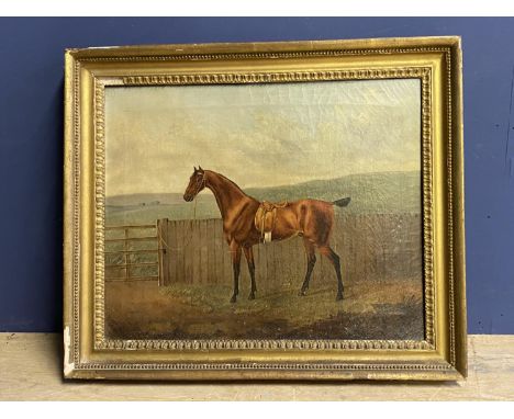 R P NODDER (ACT. 1795-1820), Oil on canvas, "Saddled bay hack by a gate" signed lower left, dated 1805, indistinctly titled v