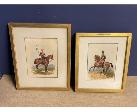 Richard Simkin (1840-1926), pair of watercolours "Cavalry officers mounted" signed lower left and right (1877 and 1878) 20 x 