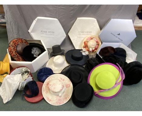 Quantity of vintage and modern hats , fur, straw, etc 